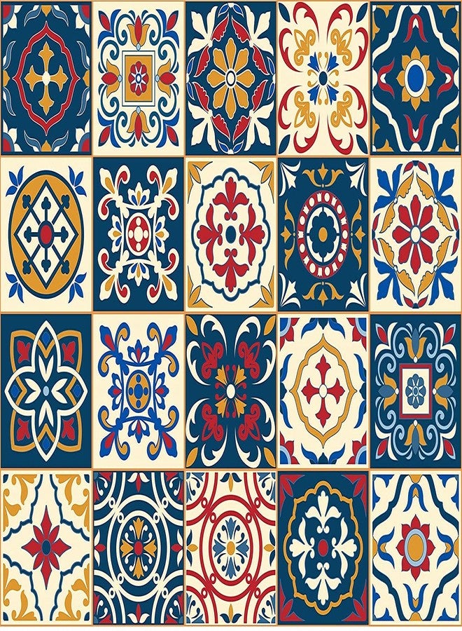 WALLTON - G1 Moroccan Tile Stickers for Kitchen Backsplash Bathroom Floor Wood Glass Stick Home Décor Furniture (Multicolor, 3x3 Inch 36 pic)-Self-Adhesive - Image 1